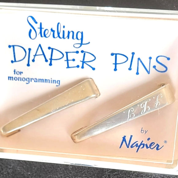 VTG-Sterling Diaper Pins For Monogramming By Napier In The Original Box-… - Picture 10 of 16